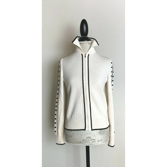St John Ivory Black Santana Full Zip Jacket 2